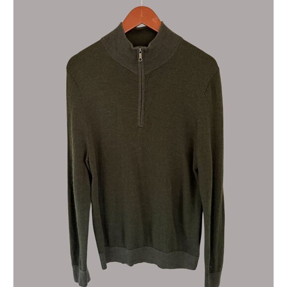 Brooks Brothers Olive Green Merino Wool Half-Zip Sweater M - Picture 2 of 6